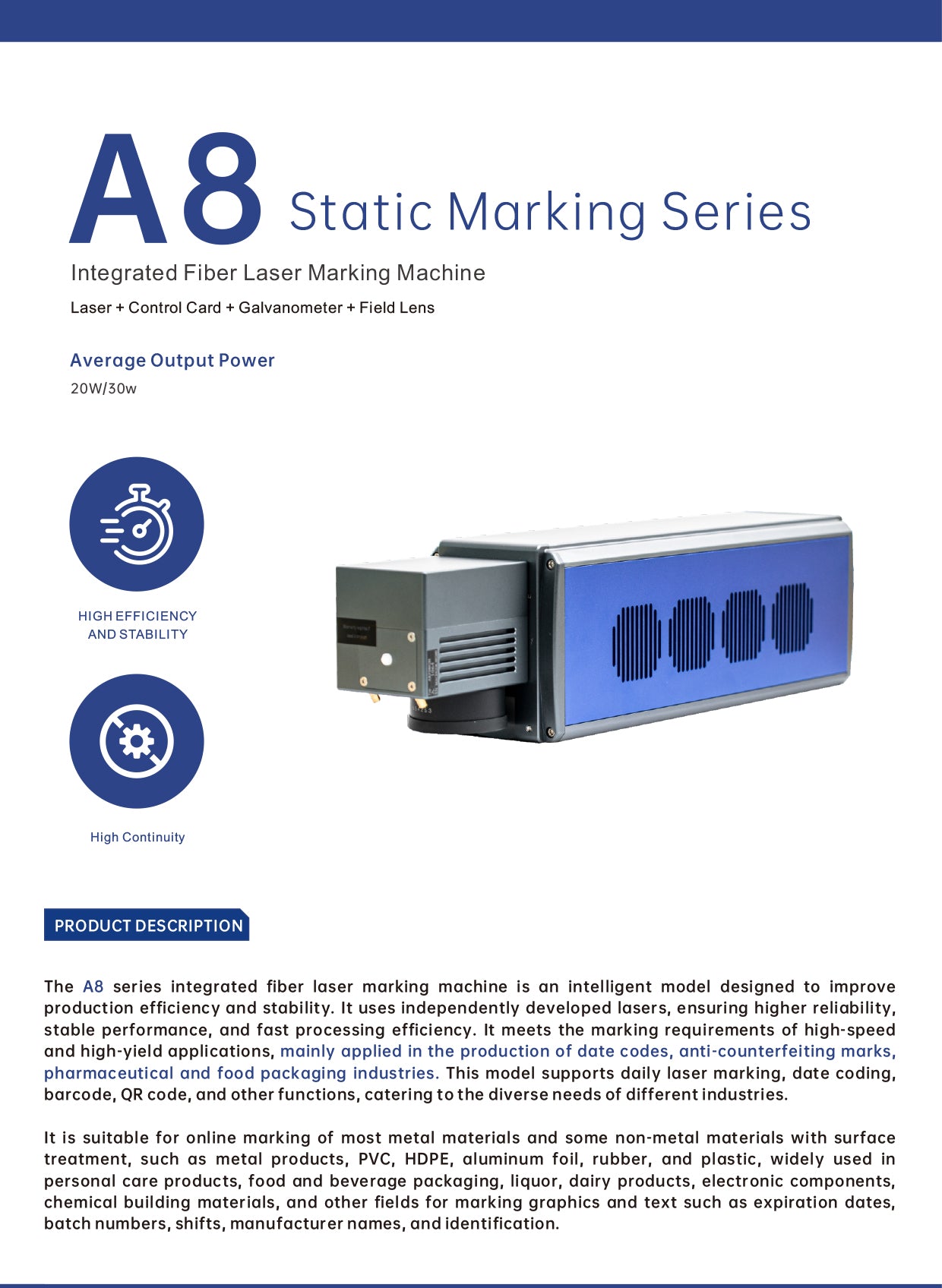 Static Marking Series Integrated Fiber Laser Marking Machine